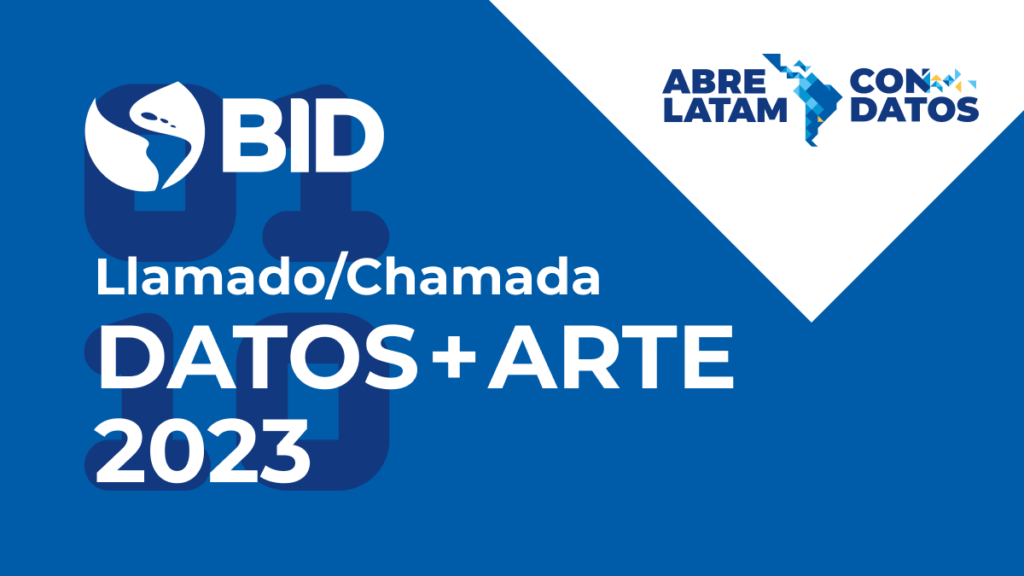 Llamado datos+arte. logo BID, logo abrelatam/condatos